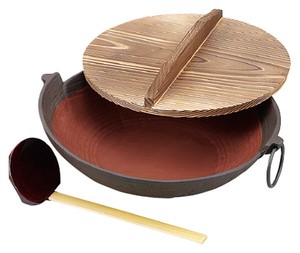 【在庫処分セール】五進 鉄製ちり鍋 （内部茶ホーロー）杓子付き/田舎鍋・卓上鍋