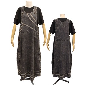 ネパール製 ストーンウォッシュ　パイピングデザイン ジャンパースカート 283-9268-5920