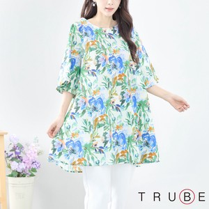 T-shirt Tunic Floral Pattern A-Line L 【2024NEW】