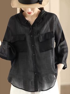 シャツ 長袖  無地  ゆったり フード付き 快適 レディースファッション     ZCHA6210