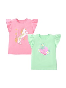 Kids' Short Sleeve T-shirt Strawberry Cut-and-sew 2-types