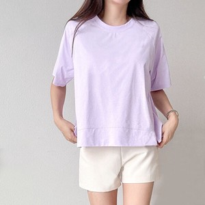 T-shirt Side Slit Plain Color T-Shirt Tops Short-Sleeve