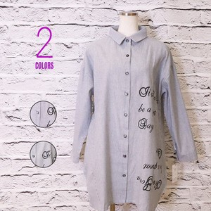 Button Shirt/Blouse Stripe One-piece Dress