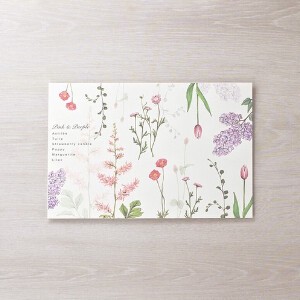 ピンクの花たちのポストカード＋栞