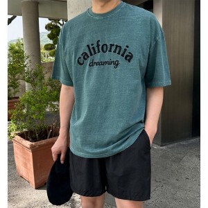 【2024春夏新作】Californiaロゴ刺繍プリント半袖Tシャツ