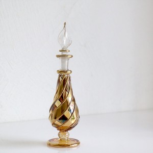 エジプトガラス香水瓶　ファラオ 13cm　ゴールド/イエロー