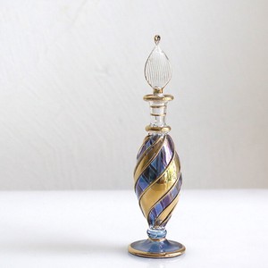 エジプトガラス香水瓶　ファラオ 13cm　ゴールド/ブルー