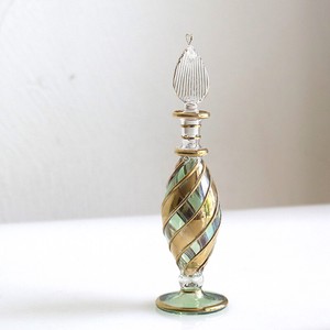 エジプトガラス香水瓶　ファラオ 13cm　ゴールド/グリーン