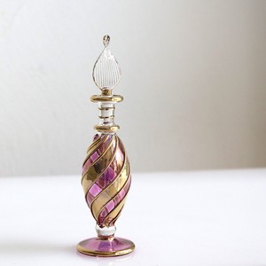 エジプトガラス香水瓶　ファラオ 13cm　ゴールド/パープル