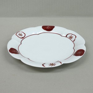 Main Plate Red And White Plum L size Made in Japan
