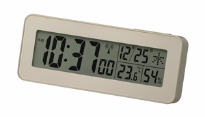 電波デジタル時計 8RZ238ND 置時計 シンプル 温湿度表示付き グレイッシュカラー