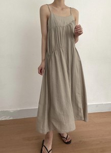 Casual Dress Shirring One-piece Dress 2024 Spring/Summer