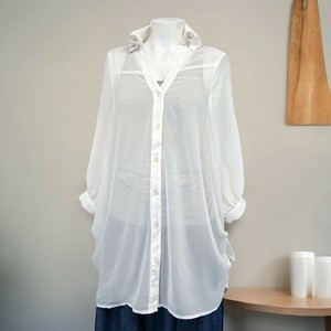 Button Shirt/Blouse Half Sleeve Roll-up Big Shirt