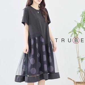 Casual Dress Design Docking L L size One-piece Dress Polka Dot 【2024NEW】