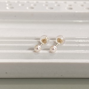 金耳针耳环（珍珠/月光石） 珍珠 日本国内产 18克拉