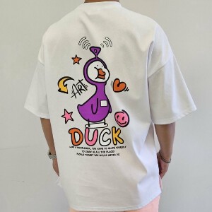 【2024春夏新作】DUCKイラストプリントオーバーサイズTシャツ