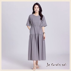 Casual Dress Bird Waist One-piece Dress Switching Cool Touch Cut-and-sew