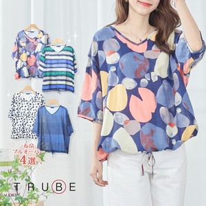Button Shirt/Blouse Pullover Printed L 【2024NEW】