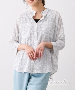 Button Shirt/Blouse Frilled Blouse Back Tops Ladies'