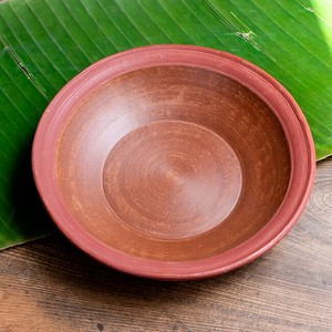 深皿 スリランカ伝統の素焼き食器 パスタプレート テラコッタ製 直径：24.5cm程度