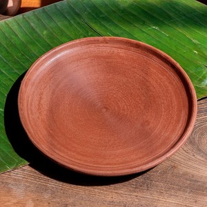スリランカ伝統の素焼き皿 ライス＆カリープレート テラコッタ製 直径：26.5cm程度