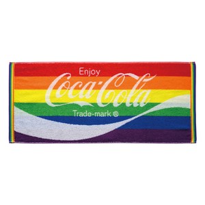 コカ・コーラ　毛違いジャガード　フェイスタオル(レインボー)　アメリカン雑貨