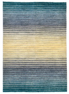 パキスタン絨毯 ウール 手織 ラグ ガゼニー7×9 ブルー 約140×200cm B01-015