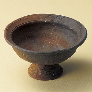 炭化窯変4.3高台小鉢(信楽焼)  日本製