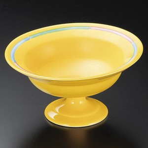 黄釉三色交趾高台小鉢　強化食器  日本製