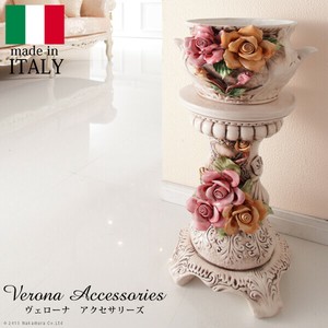 【直送可】イタリア家具 ヴェローナ 陶製コラムポット 鉢植え 玄関 ヨーロッパ家具  アンティーク風
