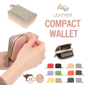 Bifold Wallet Leather Compact Unisex Genuine Leather Simple