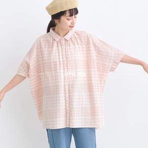Button Shirt/Blouse Square Shirt Check Natulan Listed NEW 2024 Spring/Summer