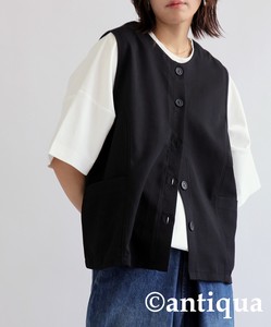 Antiqua Vest/Gilet Plain Color Collarless Vest Tops Ladies' NEW