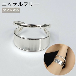 【ニッケルフリー】　ダブルライン　ワイド　メタル　バングル　金属アレルギー対応　韓国製