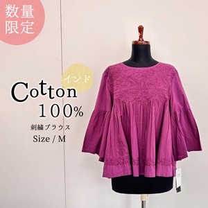 Button Shirt/Blouse Indian Cotton Tops Ladies'