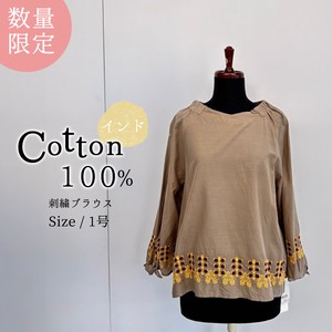 Button Shirt/Blouse Indian Cotton Tops Ladies'