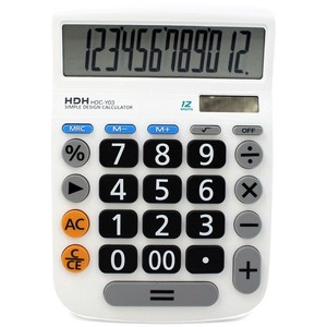 HDH 電卓 12桁 大型 くっきり見やすい数字 シンプル電卓　HDC-Y03 ホワイト