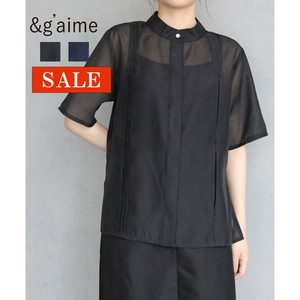 【SALE】タック半袖ブラウス/&g'aime