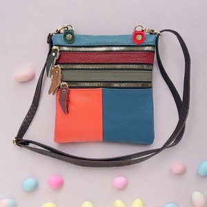 Small Crossbody Bag Patchwork Cattle Leather Genuine Leather