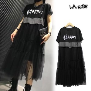 Casual Dress Tulle Layered One-piece Dress Cut-and-sew