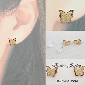 Pierced Earringss Butterfly Stainless Steel 10 x 8mm