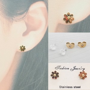Pierced Earringss Flower Stainless Steel 6mm