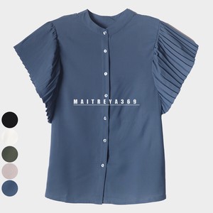 【2024年　夏新作】 モダンなデザインのプリーツスリーブベーシックシャツ