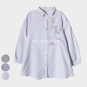 【2024年　夏新作】カラフル ボタン 刺繍 ストライプ シャツ