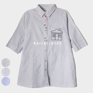 Button Shirt/Blouse Colorful Stripe Pocket Buttons 5/10 length