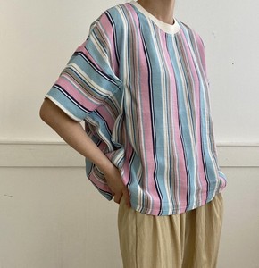 T-shirt Colored Stripe Cut-and-sew 2024 Spring/Summer