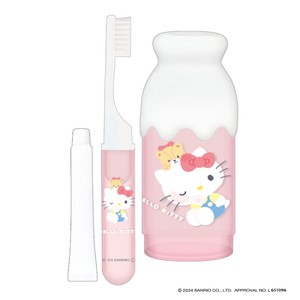 ■2024SS　先行予約■　サンリオキャラクターズ　ミルク瓶型歯磨きセット　ハローキティ/むぎゅっと