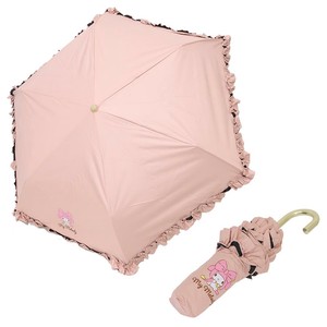 【折り畳み傘】マイメロディ 晴雨兼用折畳傘 かわいいフリルタイプ リボン
