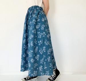 【handmade】Soft double gauze　flower　Embroidery style　skirt