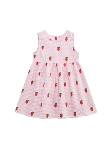 Kids' Casual Dress Design Pink Strawberry Sleeveless 90cm ~ 130cm